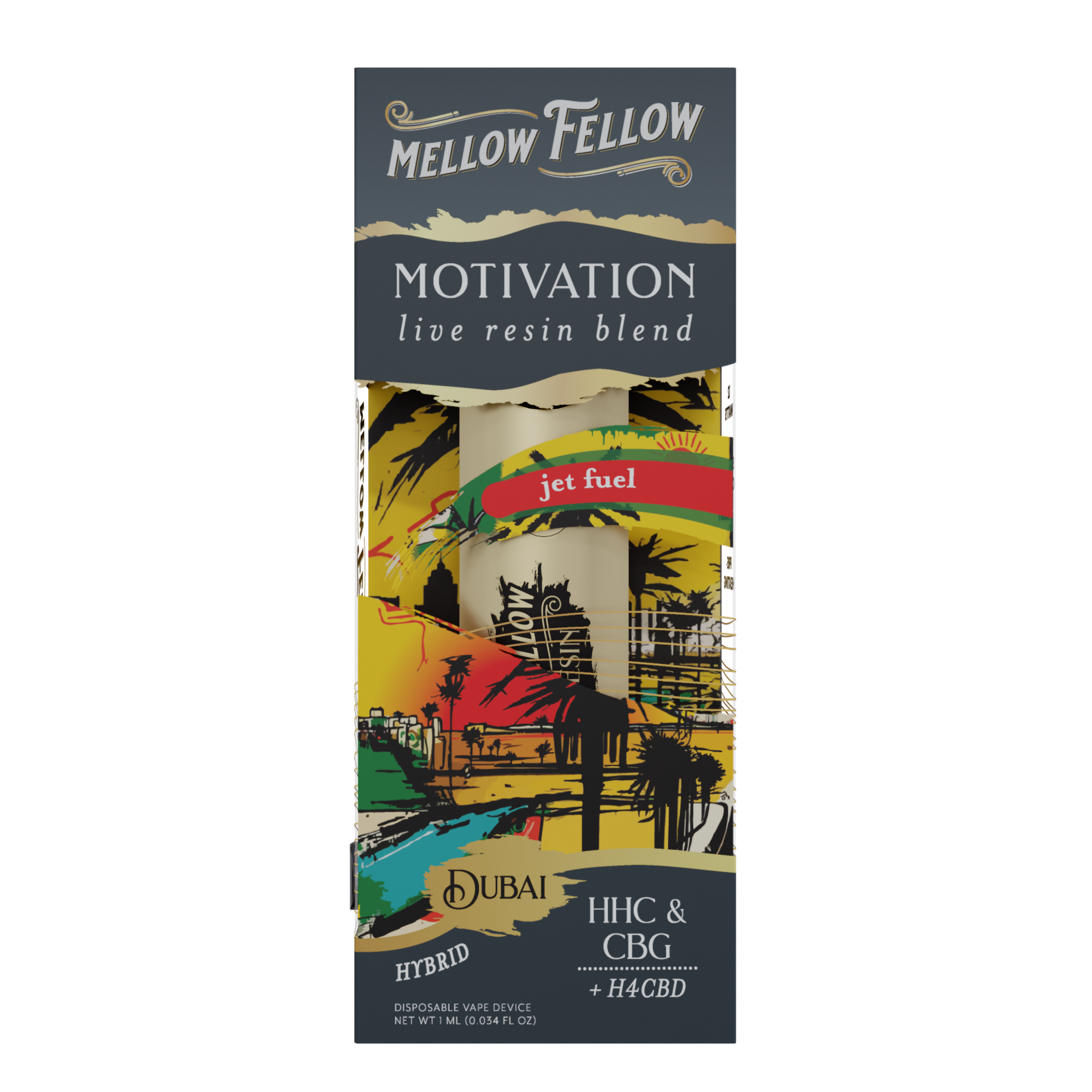 Mellow Fellow Motivation Dubai - Jet Fuel - Hybrid - 1ml Live Resin Disposable Vape Best Price