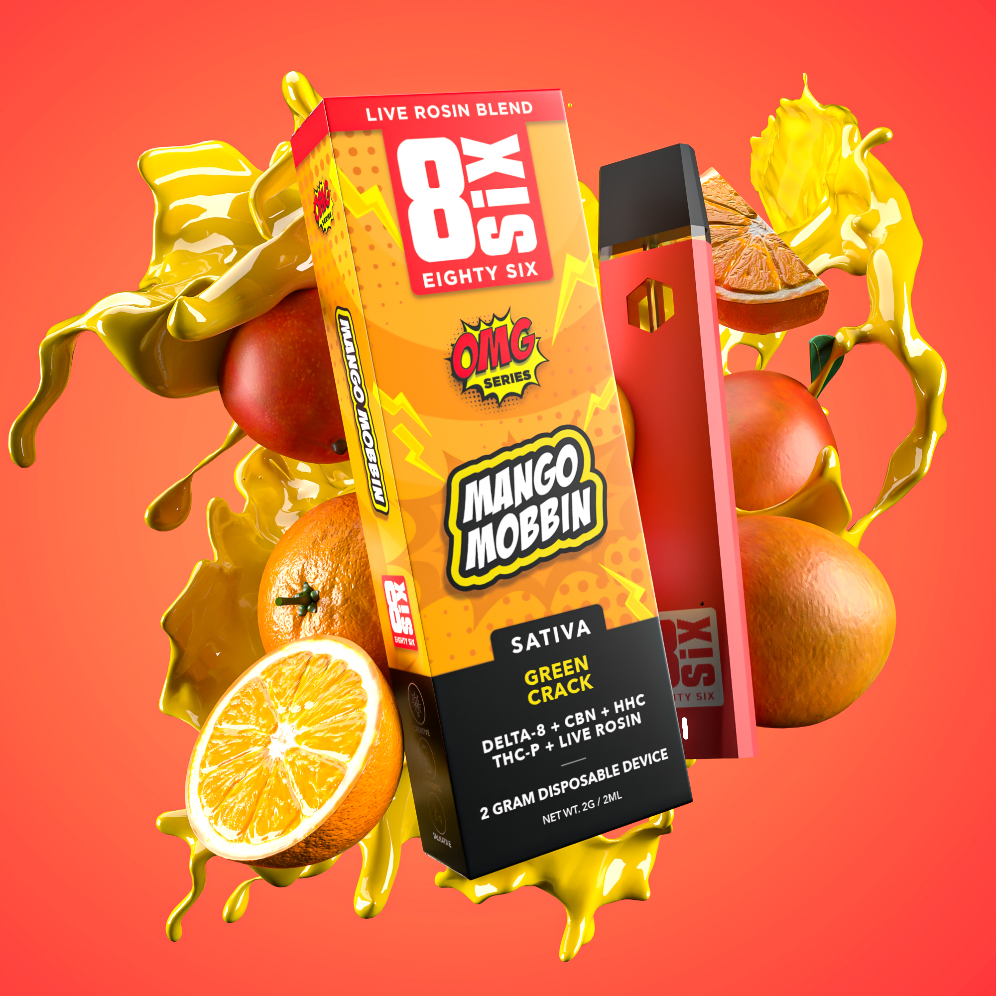 Eighty Six Mango Mobbin’ Live Rosin Blend 2G Disposable (Green Crack) Best Price