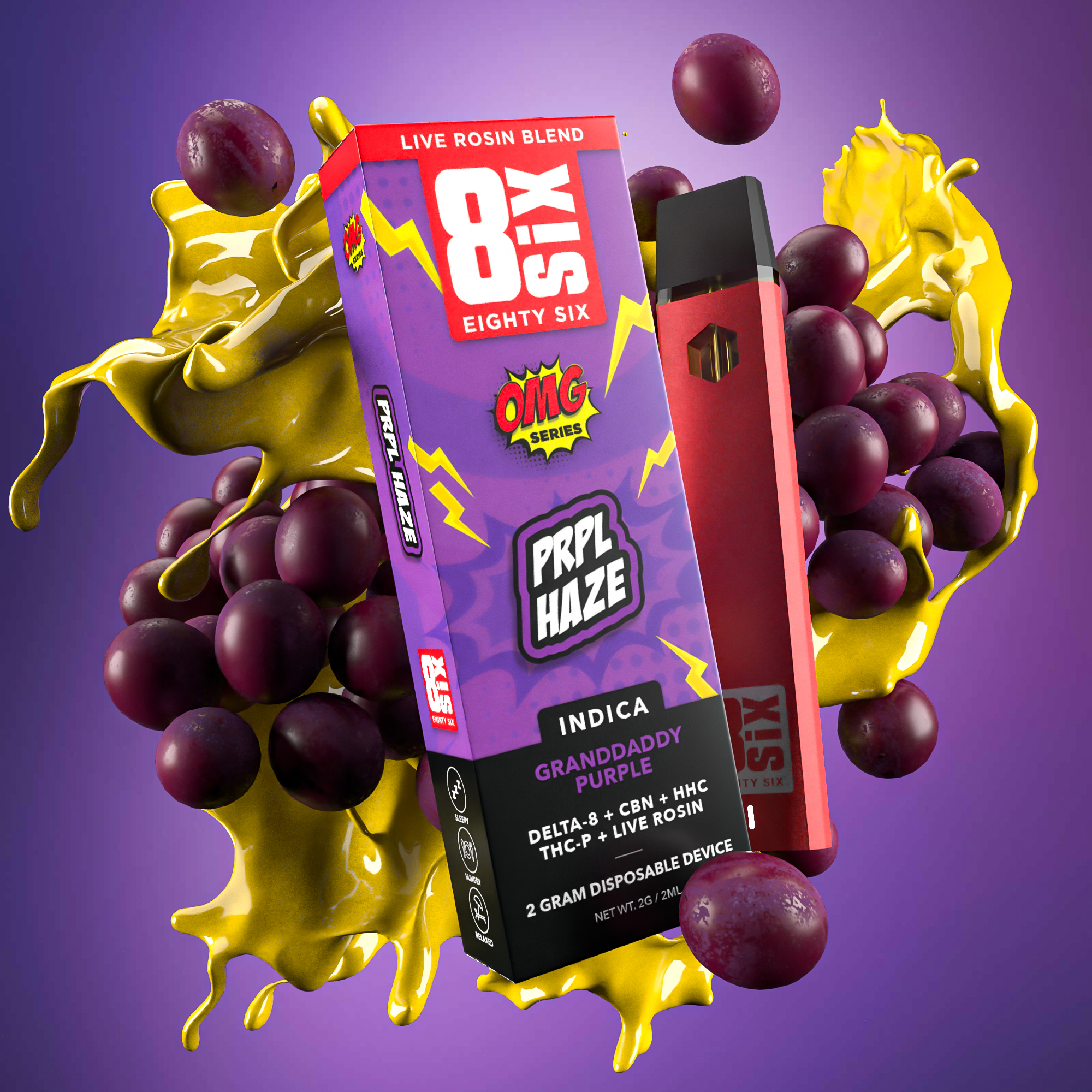 Eighty Six PRPL Haze Live Rosin Blend 2G Disposable (Granddaddy Purple) Best Price