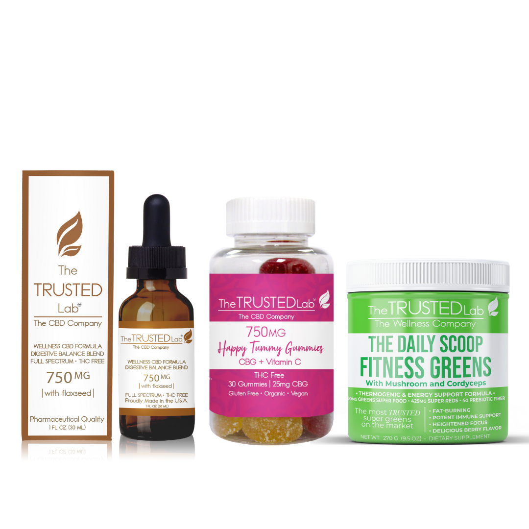 The Trusted Lab Happy Gut Flaxseed, Greens and CBG OIl Gummy Set Best Price