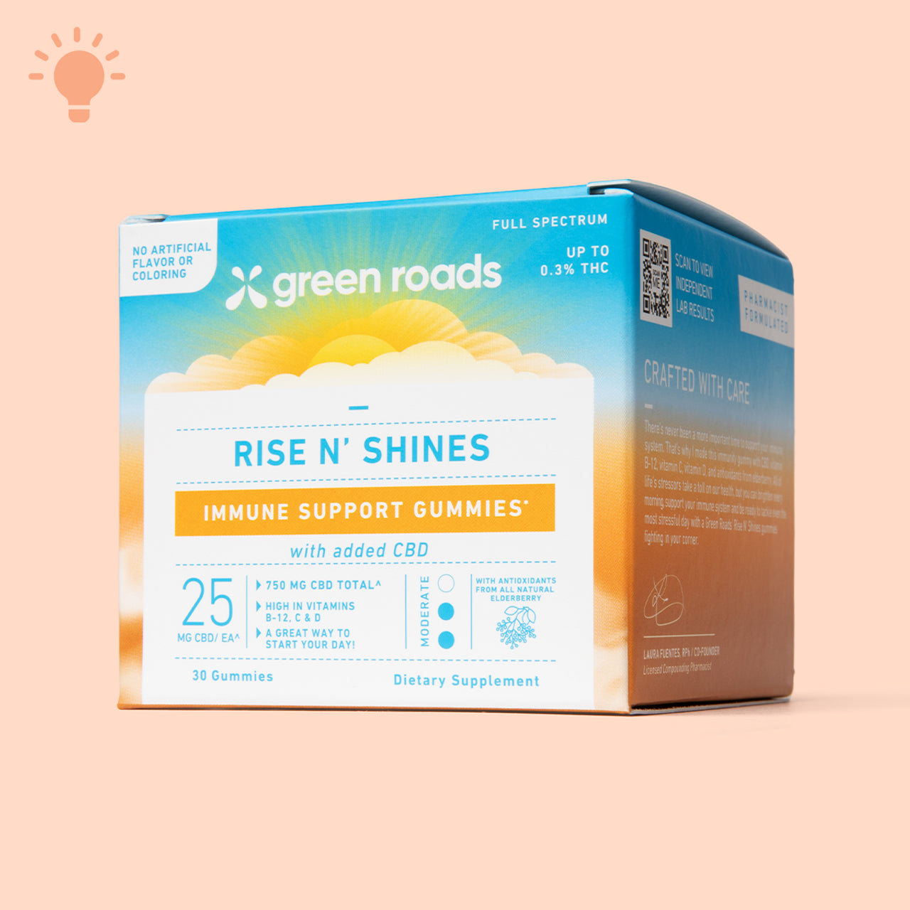 Green Roads CBD Gummies | Rise N' Shines Immune Support Gummies | (30ct) 750mg Best Price