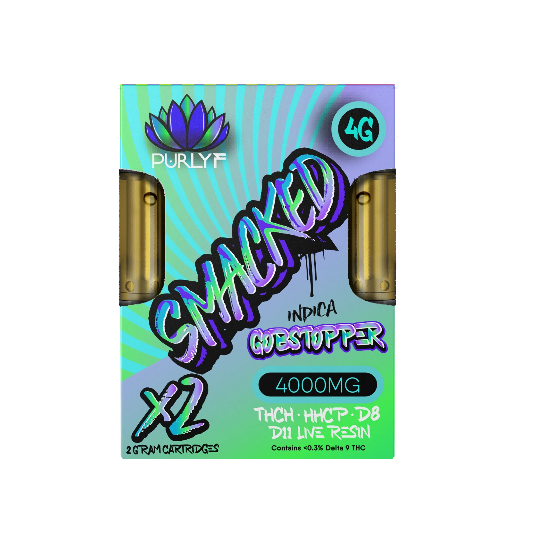 Purlyf Smacked X2 THC-H + HHC-P + D8 + D11 Live Resin Cartridges (4g) Best Price