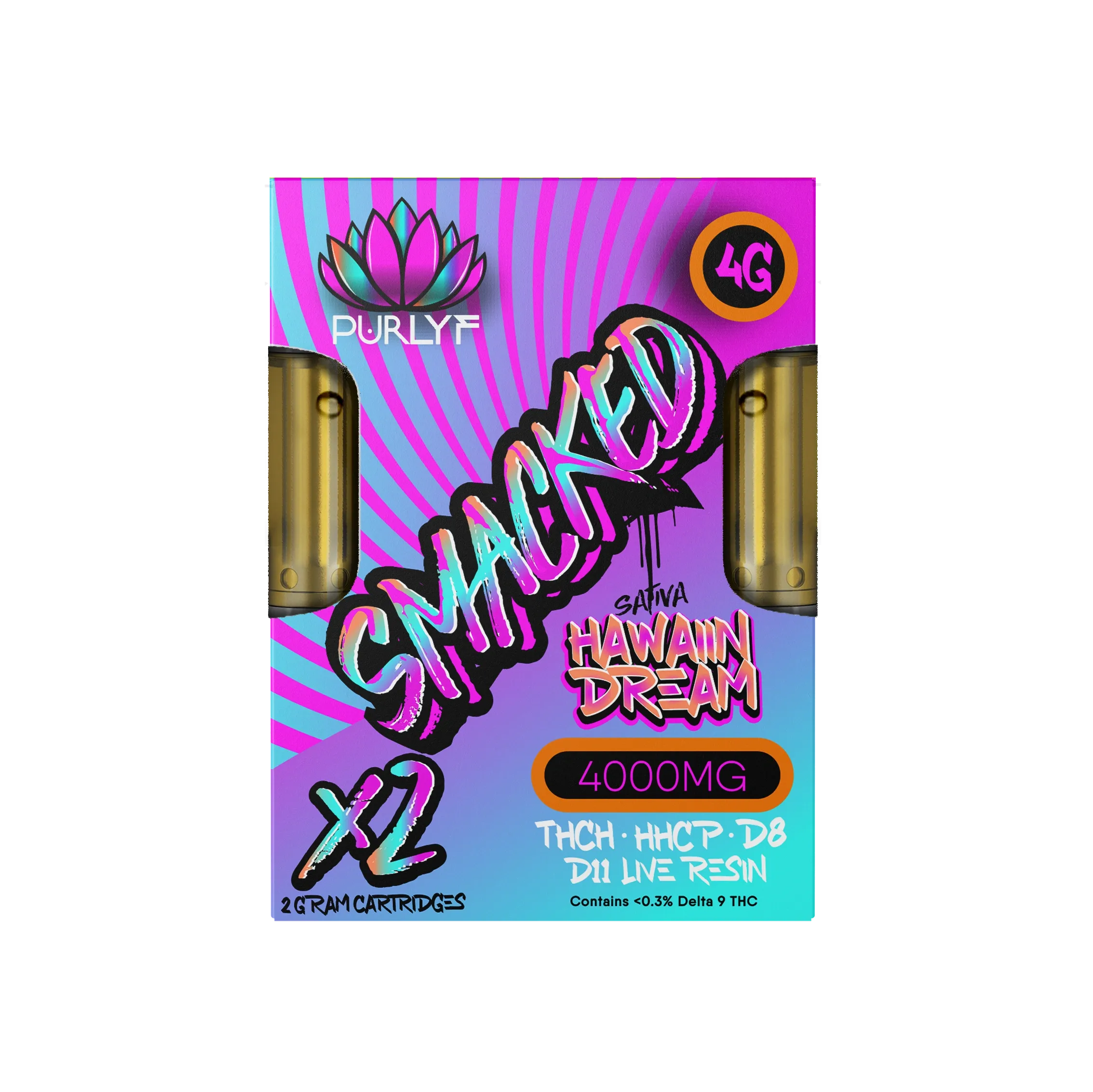 Purlyf Smacked X2 THC-H + HHC-P + D8 + D11 Live Resin Cartridges (4g) Best Price