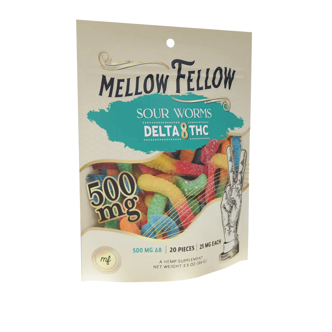 Mellow Fellow Delta 8 Sour Worms 500mg Best Price