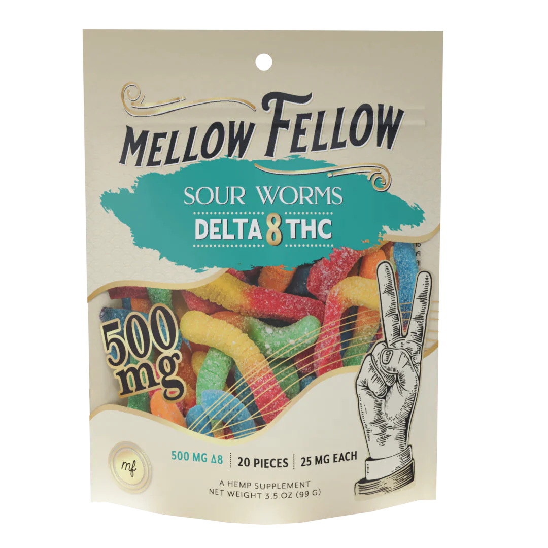 Mellow Fellow Delta 8 Sour Worms 500mg Best Price