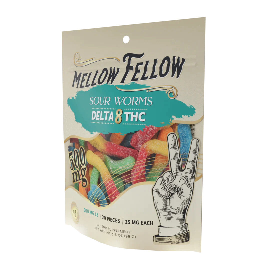 Mellow Fellow Delta 8 Sour Worms 500mg Best Price