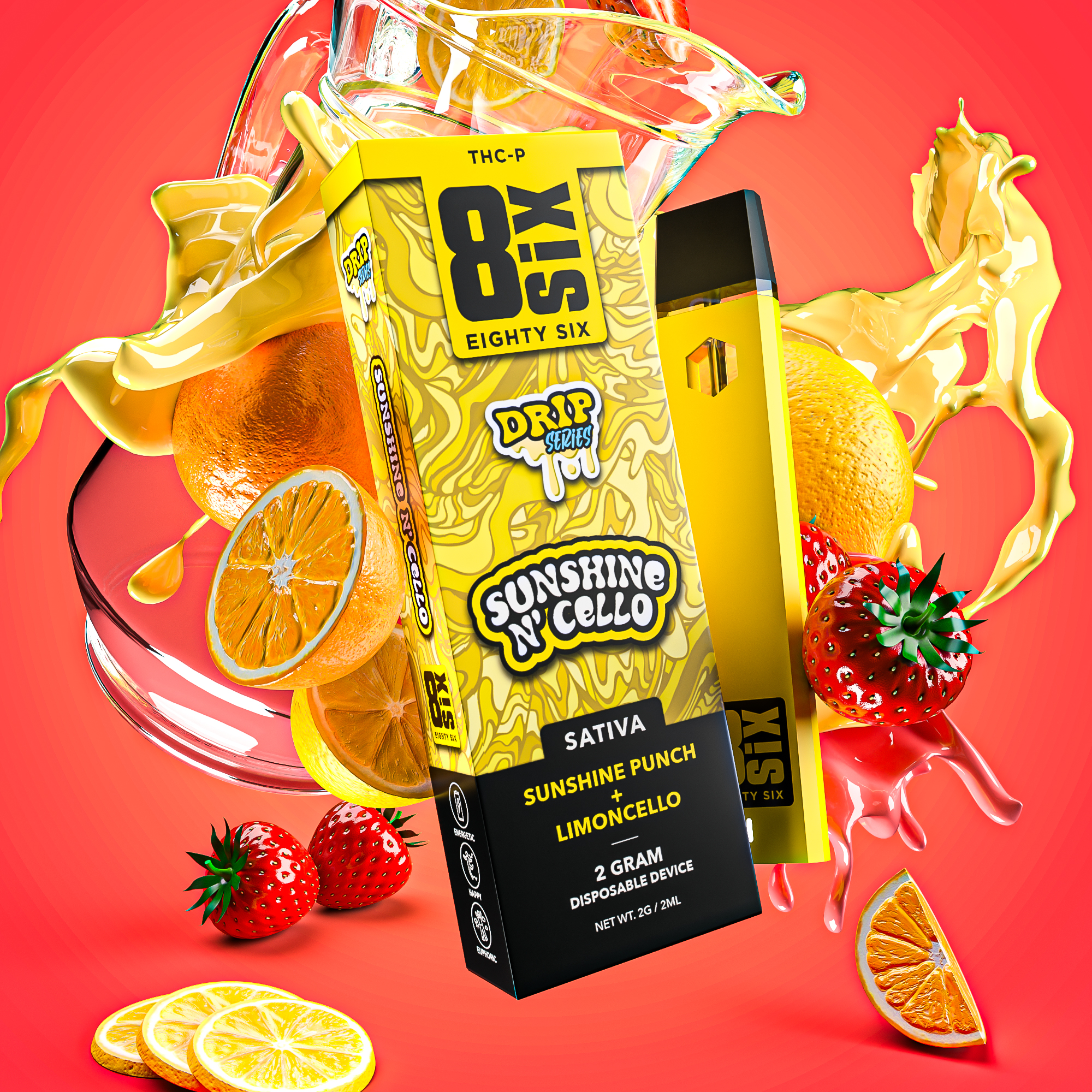 Eighty Six Sunshine N’ Cello THC-P 2G Disposable (Sunshine Punch) Best Price