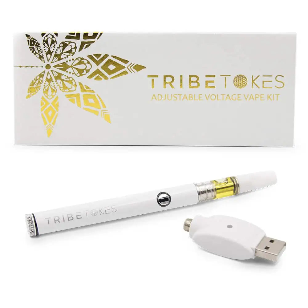 TribeTokes CBD Oil Vape Pen Starter Kit Bundle | White Wand Battery & CBD Cartridge Best Price