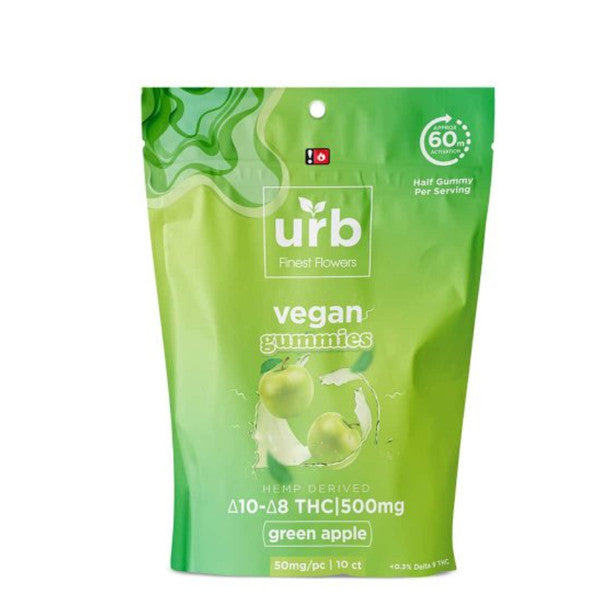 Urb Finest Flowers - Delta 8 Edible D8:D10 Vegan Gummies Green Apple 50mg Best Price