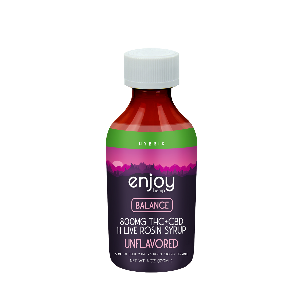 Enjoy Hemp 800 mg Balance 1:1 Live Rosin Delta 9 THC/CBD Syrup - Unflavored (Hybrid) Best Price