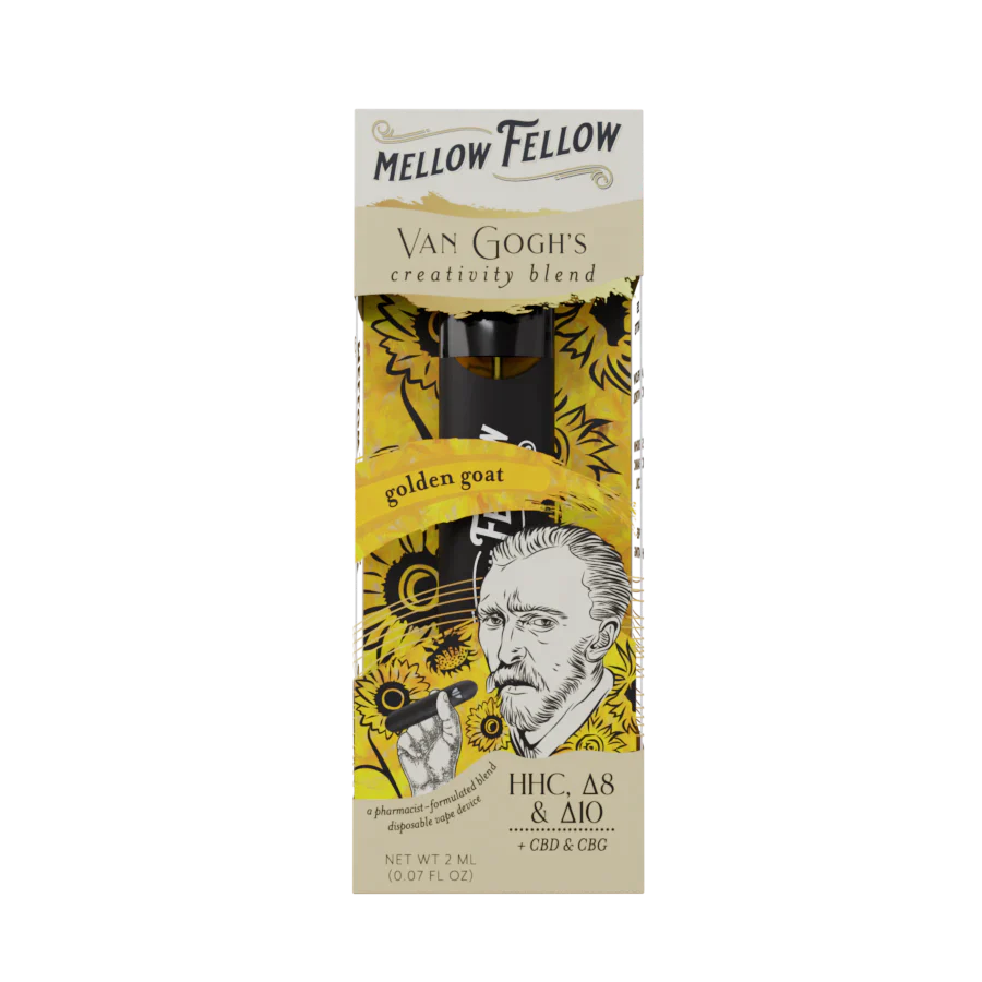 Mellow Fellow Van Gogh's Creativity Blend (Golden Goat) - HHC, D8, CBD, CBG, D10 - 2ml Disposable Vape Best Price