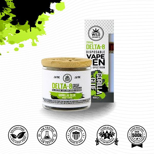 Wild Orchard Bundle | Delta 8 Hemp Flower 4g Jar and Vape Pen 250mg Best Price