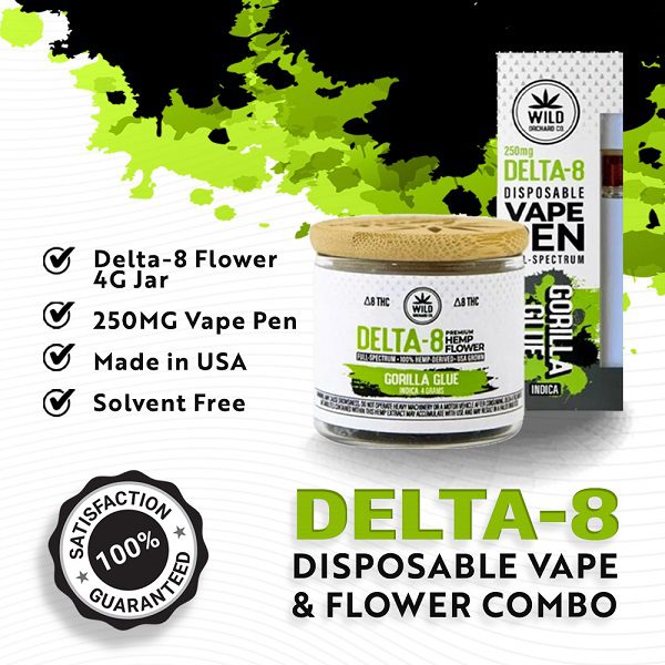 Wild Orchard Bundle | Delta 8 Hemp Flower 4g Jar and Vape Pen 250mg Best Price