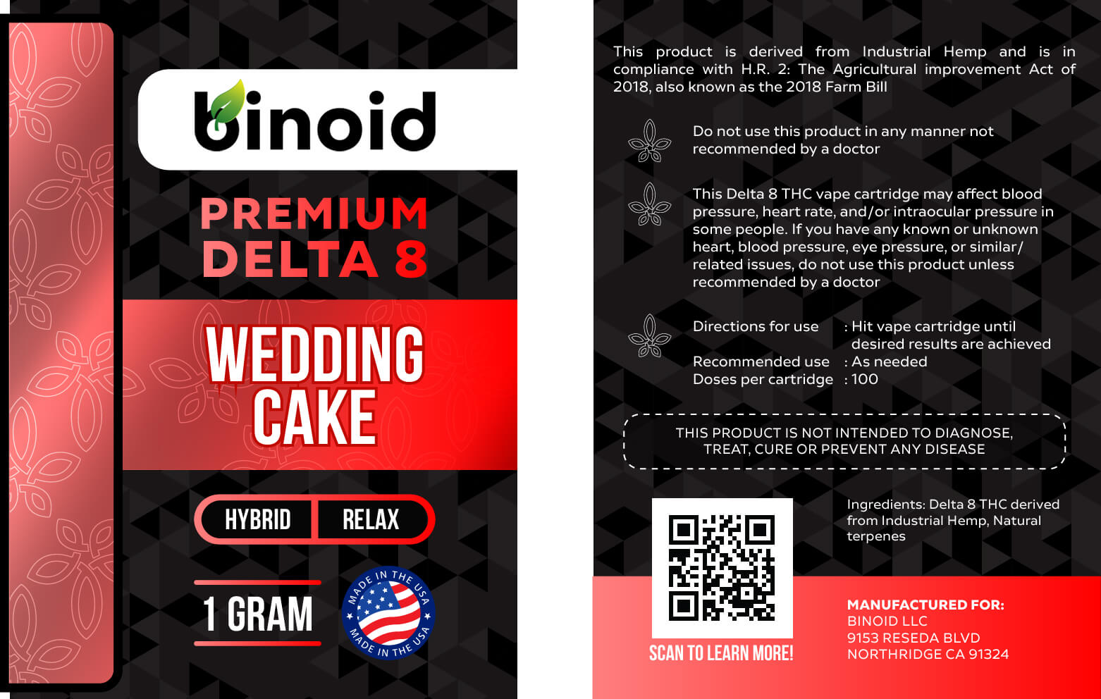 Binoid Delta 8 THC Vape Cartridge - Wedding Cake Best Price
