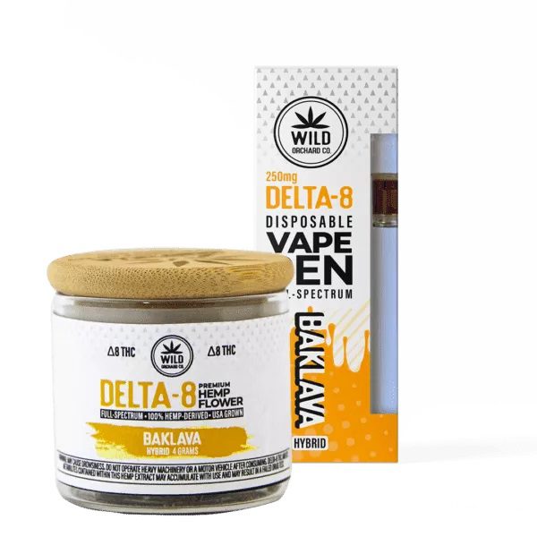 Wild Orchard Bundle | Delta 8 Hemp Flower 4g Jar and Vape Pen 250mg Best Price