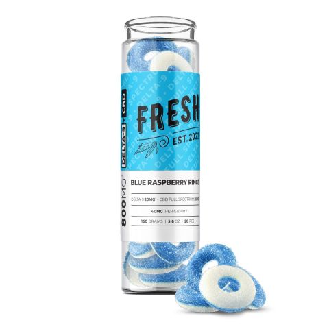 Blue Raspberry Rings Gummies - D9, CBD Blend - 800MG - Fresh Best Price