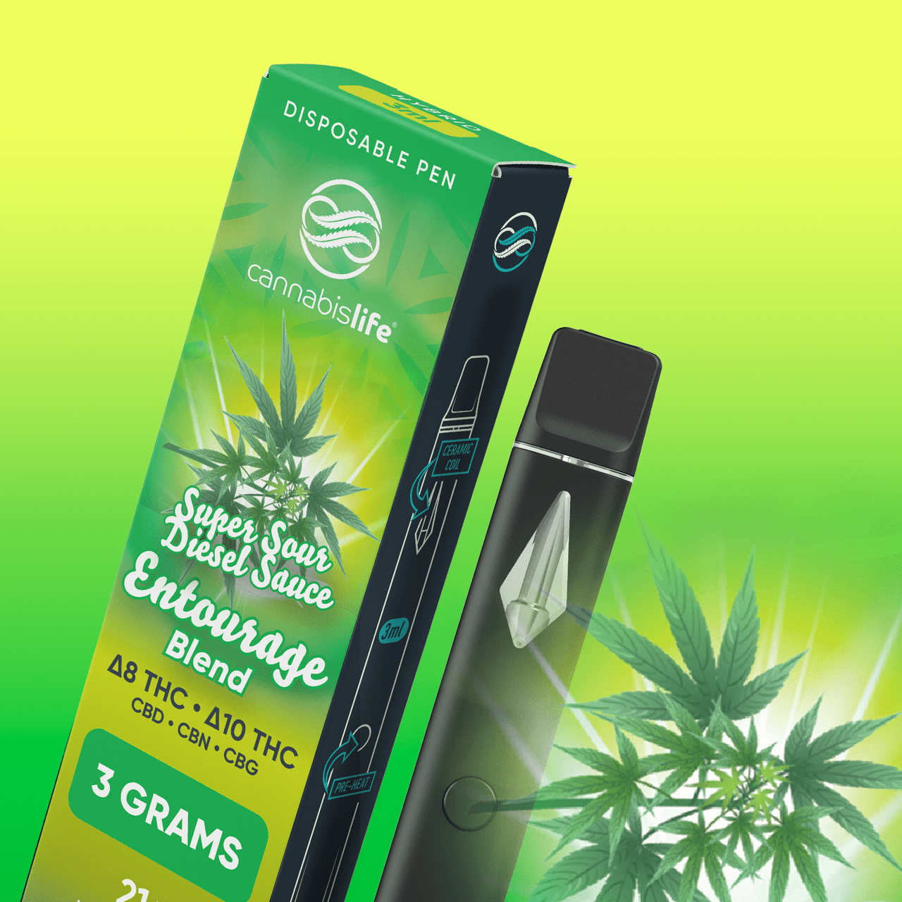 Cannabis Life Super Sour Diesel Sauce Entourage Disposable Vape Pen Best Price