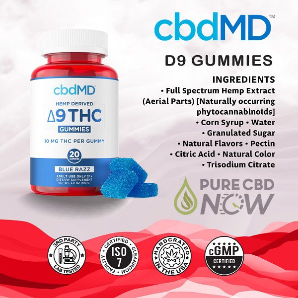 cbdMD Delta 9 Gummies 10 MG THC Per Gummy – 20 Count/4 Pack Best Price