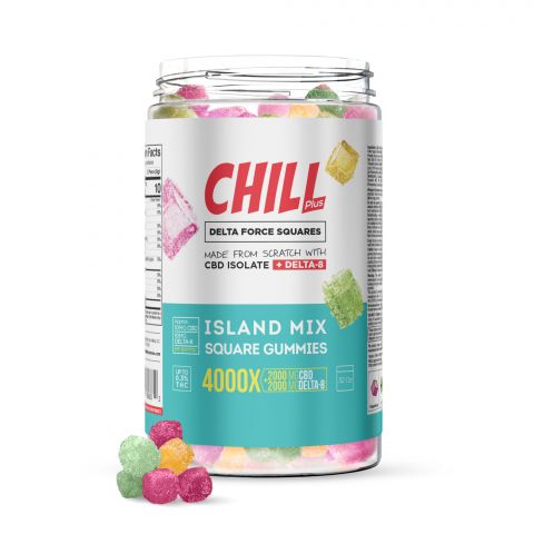 Chill Plus Delta-8 Square Gummies Island Mix 4000X Best Price