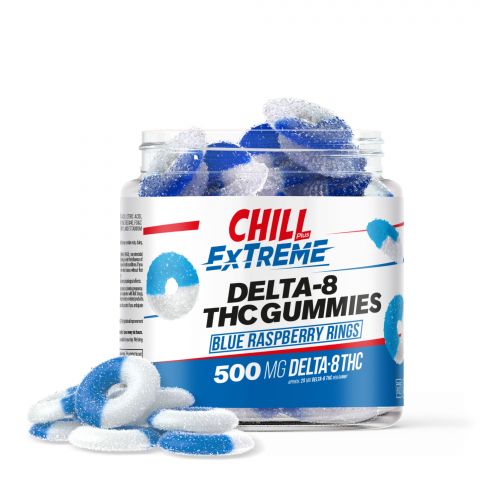 Chill Plus Extreme Delta-8 THC Gummies Blue Raspberry Rings 500MG Best Price
