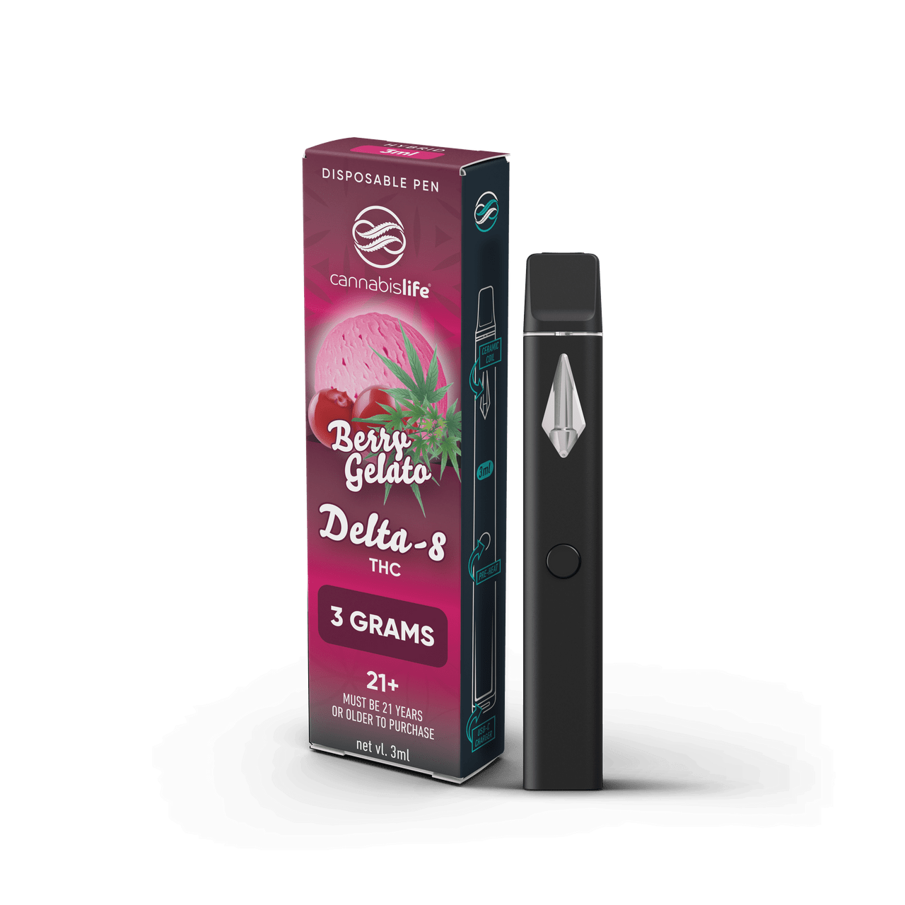 Cannabis Life Berry Gelato Delta-8 Disposable Vape Pen - (3ml) Best Price