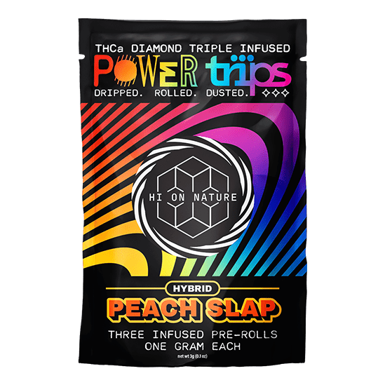 Hi On Nature 1g THCA DIAMOND TRIPLE INFUSED PREROLLS 3ct - POWER TRIPS - PEACH SLAP Best Price