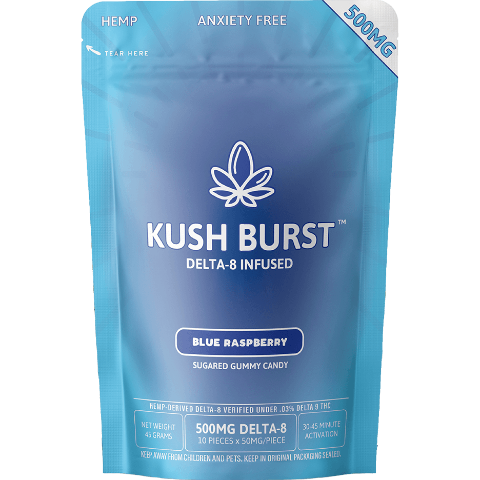 Happi Kush Burst Blue Raspberry Delta-8 500mg Gummies Best Price