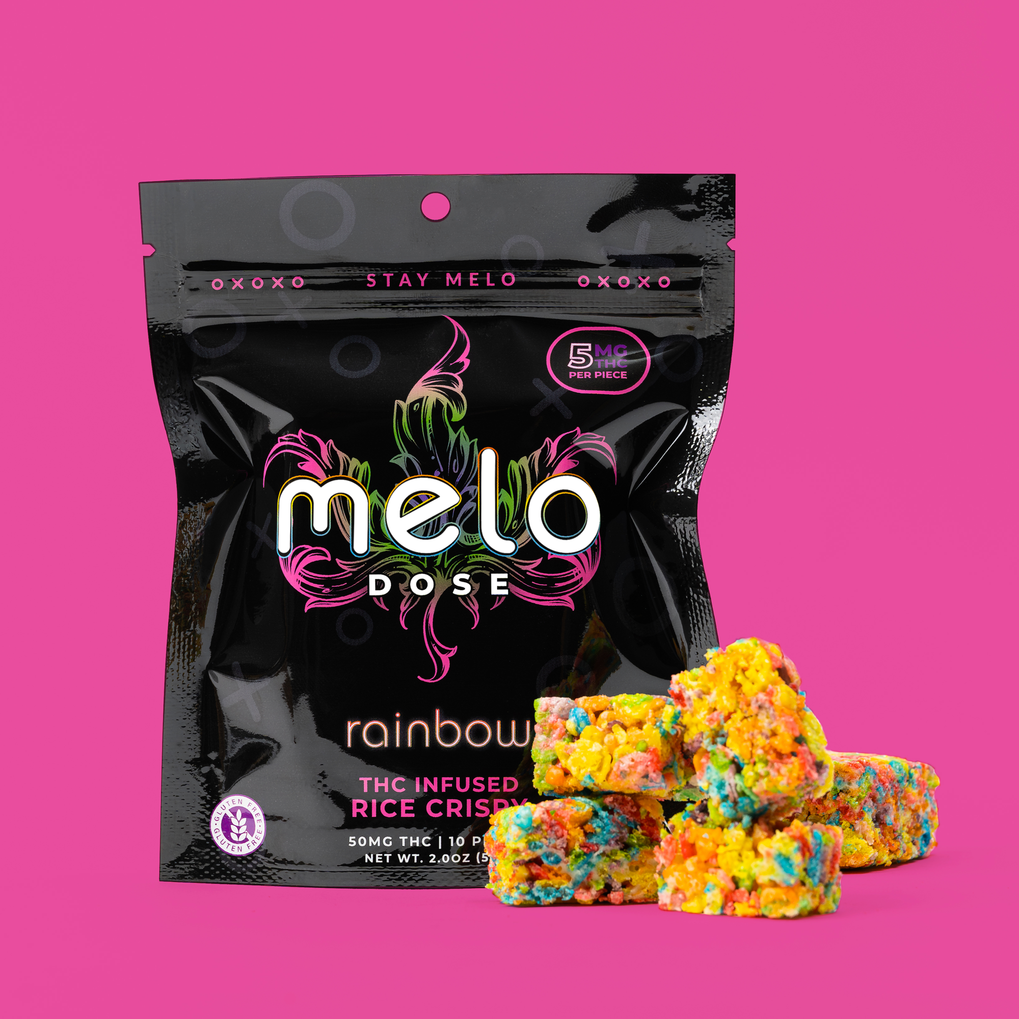 Melo Dose â€?Rainbow 50MG Delta-9 THC Rice Crispy Best Price