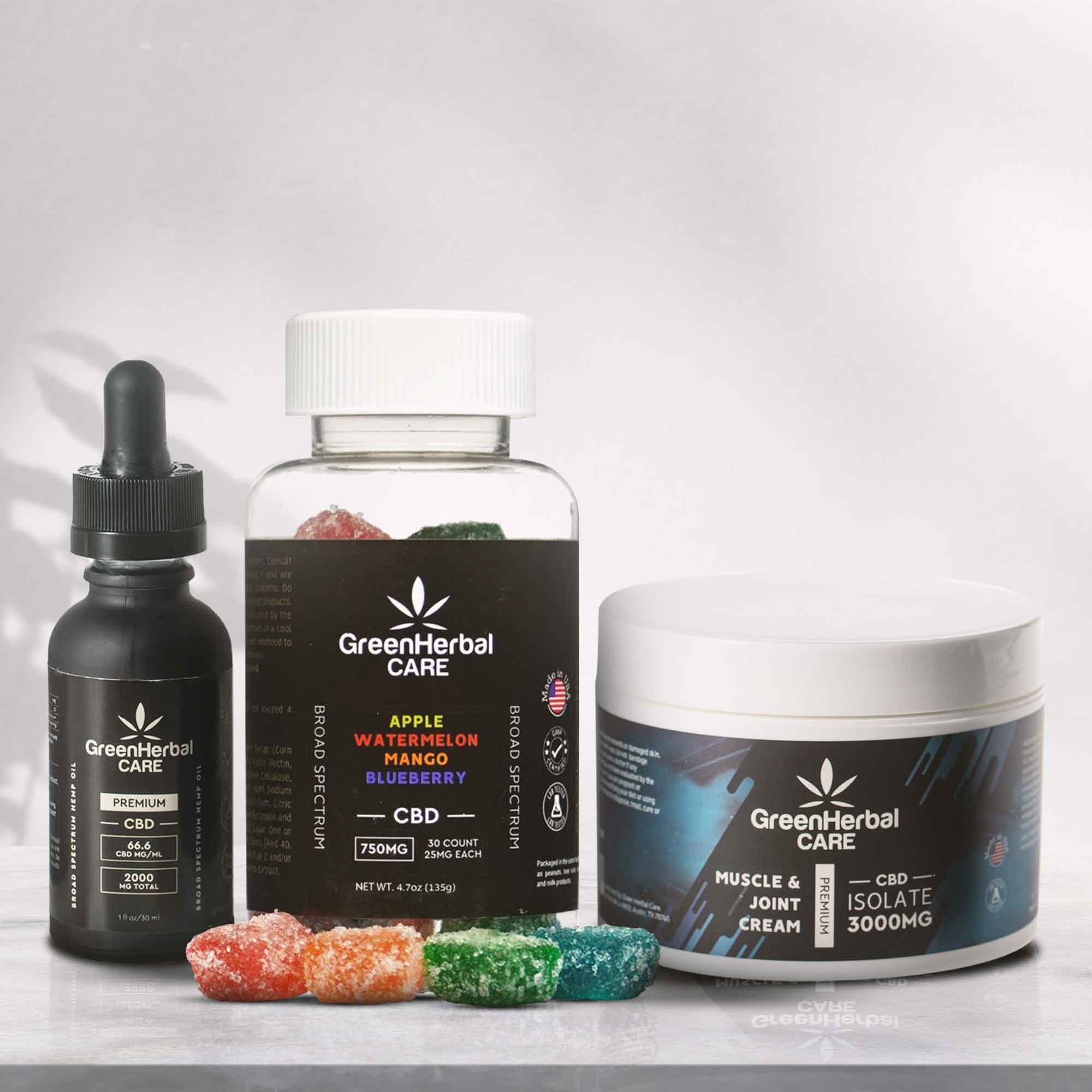 Green Herbal Care CBD Wellness Renewal Pack Bundles Gummies Oils Cream Best Price