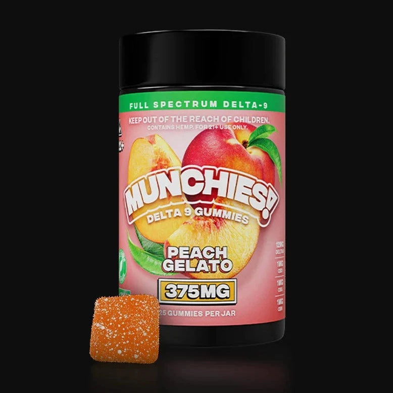 Delta Munchies Peach Gelato Delta 9 Gummies 375mg/600mg Best Price