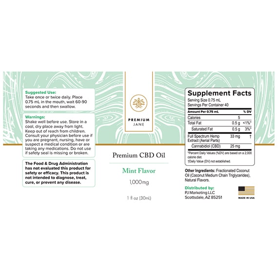 Premium Jane 1000 mg CBD Oil Full Spectrum Best Price
