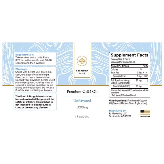 Premium Jane 1000 mg CBD Oil Full Spectrum Best Price