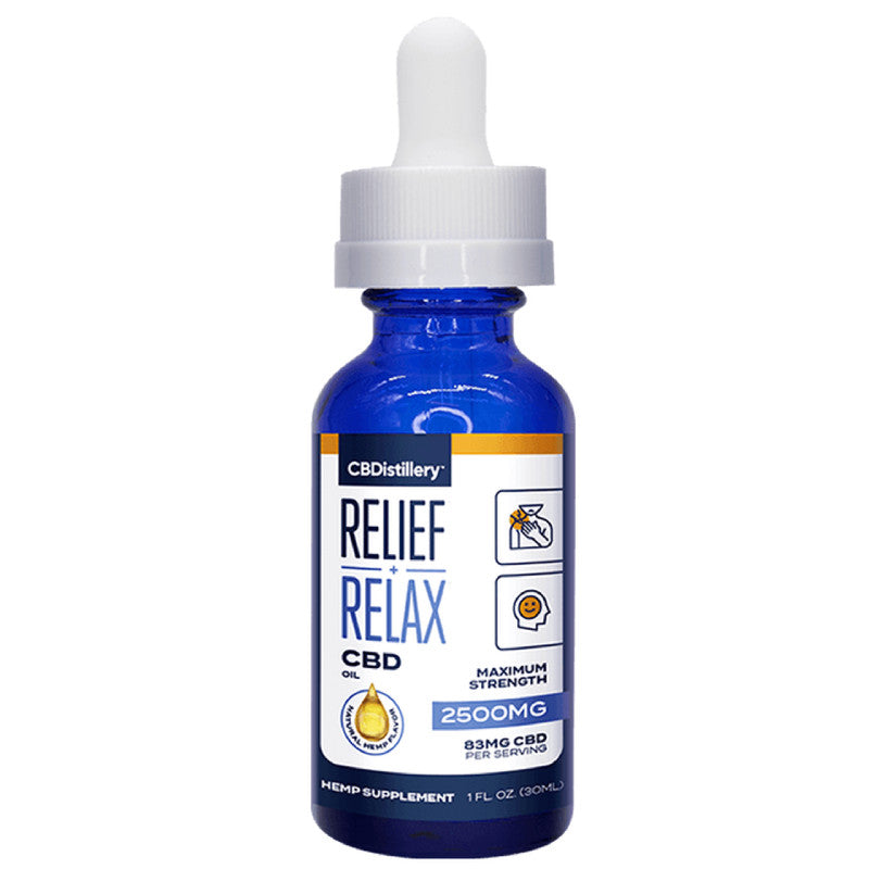 Relief + Relax Full Spectrum CBD Oil Tincture – 2500mg – CBDistillery Best Price