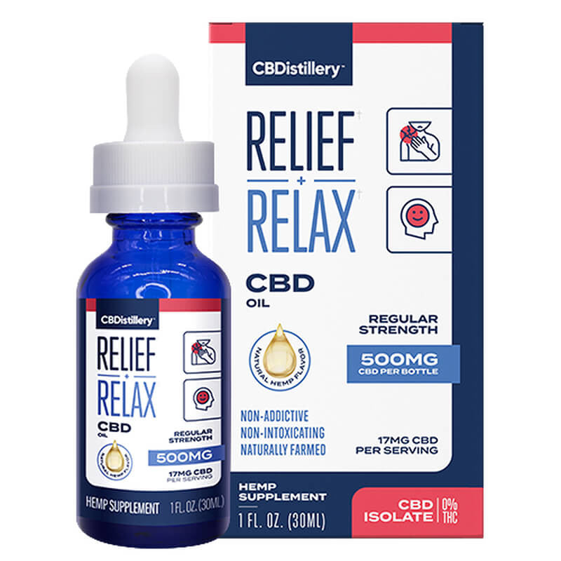 Relief + Relax CBD Isolate Oil Tincture – CBDistillery Best Price