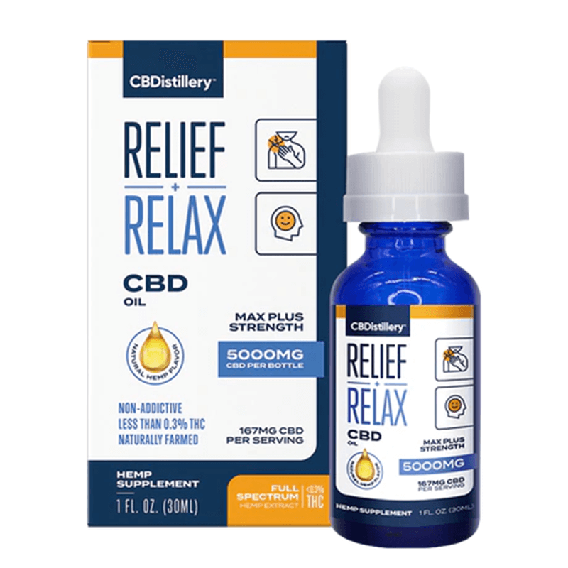 Relief + Relax Full Spectrum CBD Oil Tincture – 5000mg – CBDistillery Best Price
