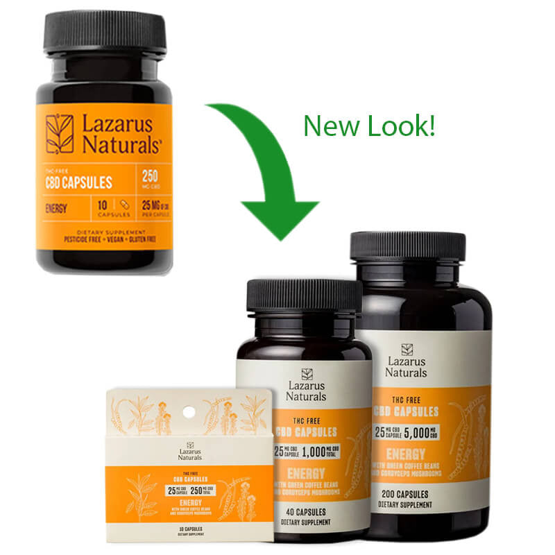 High Potency CBD Isolate Capsules – Energy Blend – Lazarus Naturals Best Price